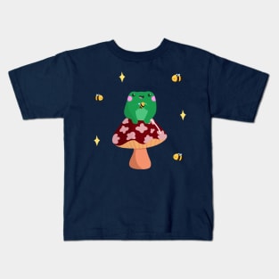 Kawaii Frog With Bee Friends Kids T-Shirt